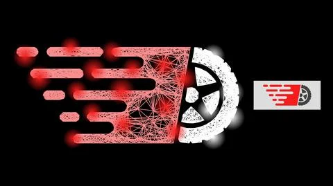 Shining Intersected Mesh Tire Wheel with Glare Spots Illustration