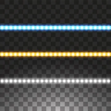 Shining led vector stripes, neon illumination on transparent background, set of Stock Illustration