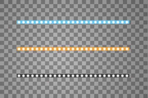 Shining led vector stripes, neon illumination on transparent background, set of Stock Illustration