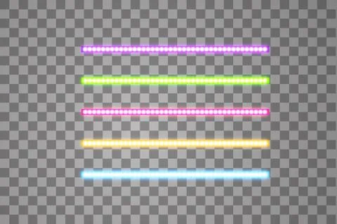 Shining led vector stripes, neon illumination on transparent background, set of Stock Illustration