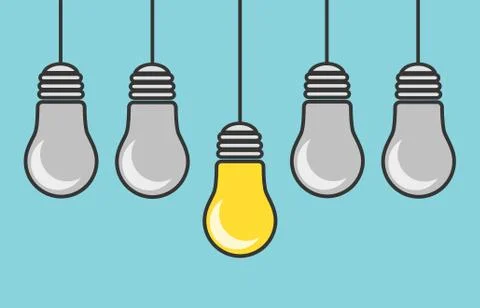 Shining light bulb the best idea concept, stock vector illustration Stock Illustration