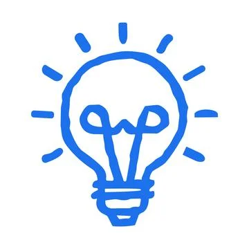 Shining Light Bulb Idea Symbol Hand Drawn In A Creative Vector Illustration.. Stock Illustration