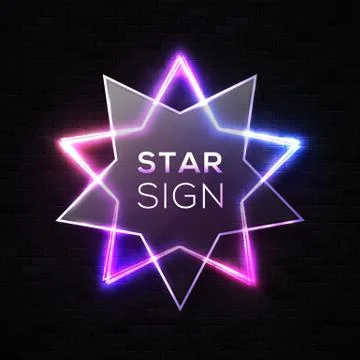 Shining light neon star background on black wall. Stock Illustration