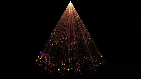 Shining light rays and stars isolated on plain black background Stock Illustration