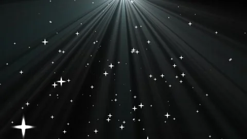 Shining Light Rays with Sparkling Stars in a Dark Background Stock Footage 308465388