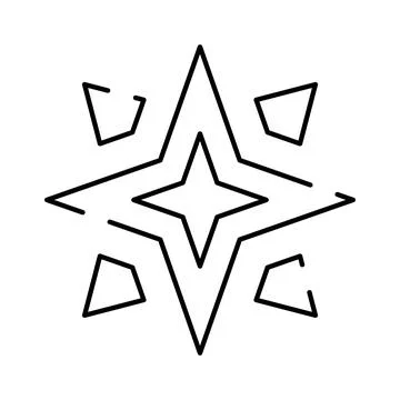 Shining light star burst line art icon Stock Illustration