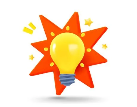 Shining Lightbulb. Idea concept. 3d vector mobile application icon with not.. Stock-Illustration