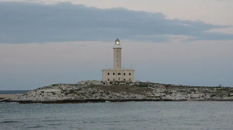 Shining lighthouse in Vieste Stock Footage 37638265
