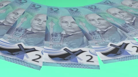 Shining Looping Design 2 Dollar Curency of Barbados Stock Footage 302822841