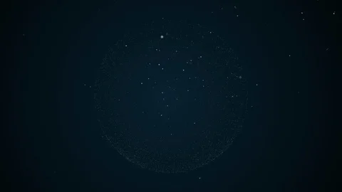Shining magic particles flowing in space forming circle or sphere illuminated in Stock Footage 123089074