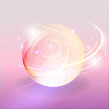 Shining magic pink  violet bubble with motion lights, cute fairy sphere stars Illustrazione stock