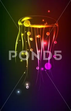 Shining medusa composed. Marine animal digital concept. Vector illustration o Stock Illustration