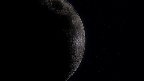 Shining Moon in Space - 4K Moonrise of Glowing Moon  Stock Footage 84887845