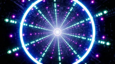 Shining Multiple Light in the Tunnel Rotation VJ Loop Stock Footage 202237560