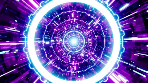 Shining Neon Light Technology Tunnel VJ Loop Stock Footage 220235519