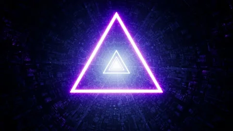 Shining Neon Triangle Light Technology Tunnel Background Stock Footage 201202398