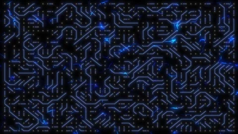 A shining network of circuits animated by electric sparks and flashes. Stock Footage 318587368