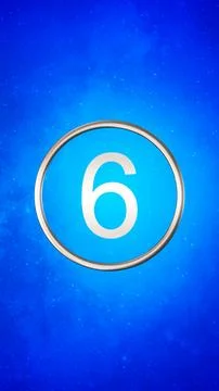 Shining Number Six in Blue Background Ilustración de archivo