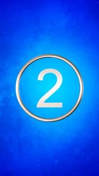 Shining Number Two in Blue Background Illustrazione stock
