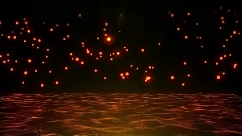 Shining orange particles fall down in lines animation. Stock Footage 170905429