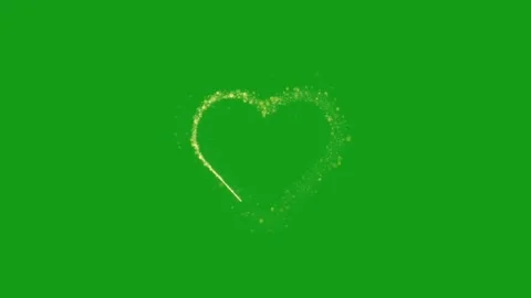 Shining particles in the shape of heart with green screen background Stock Footage