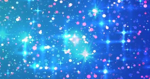 Shining particles with small blasts nebula galaxy background. Light beams b.. Stock Illustration