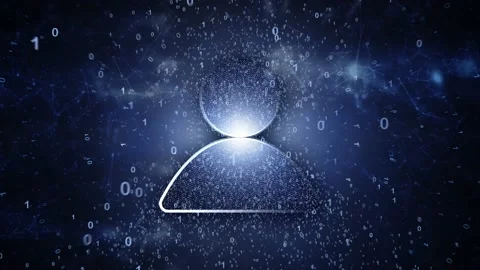 Shining person icon on digital binary cyberspace background 動画素材 228741429