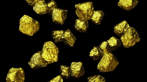 Shining precious gold nuggets falling from the top Stock-Footage 270076900