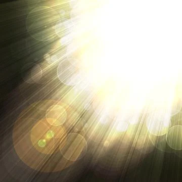 Shining rays of glare  on a dark background Stock Photos