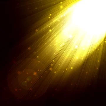 Shining rays of glare  on a dark background Stock Photos