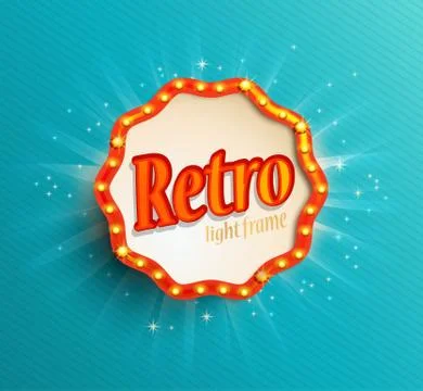 Shining retro light frame and template. Illustrazione stock