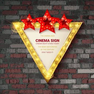 Shining retro triangular light banner Stock Illustration