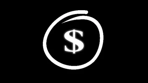Shining Rough-Edged Dollar Icon | U.S. Currency Symbol for Finance on Black Stock Footage 309409664