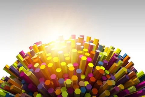 Shining round of hexagons geometry. Stock Illustration