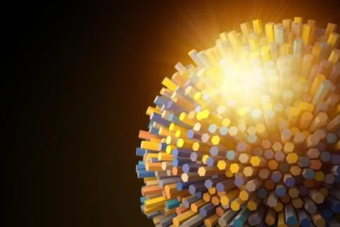 Shining round of hexagons geometry. Stock Illustration