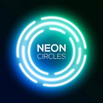 Shining round techno circles. Night club sign. Stock Illustration