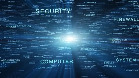 Shining security electronic computer technology word cloud Stock Footage 323961581