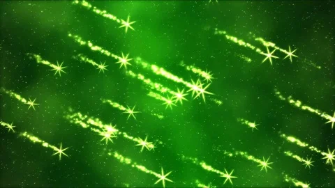 Shining Shooting Stars Animation - Loop Green Stock Footage 74891350