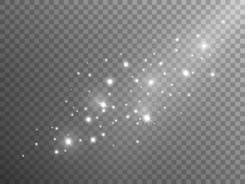 Shining silver dust on transparent backdrop. Christmas lights template. Abstract Stock Illustration