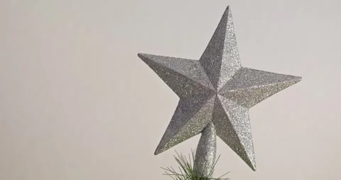 Shining Silver Star on Christmas Tree Video stock 250161314