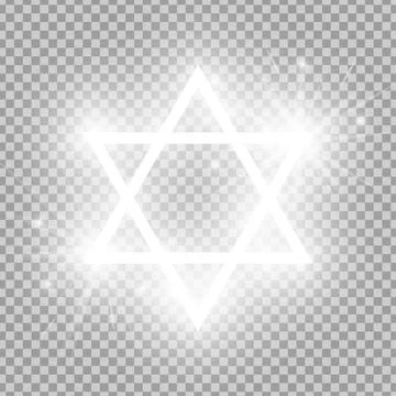 Shining silver Star of David isolated on transparent background. Riligious Ilustración de archivo