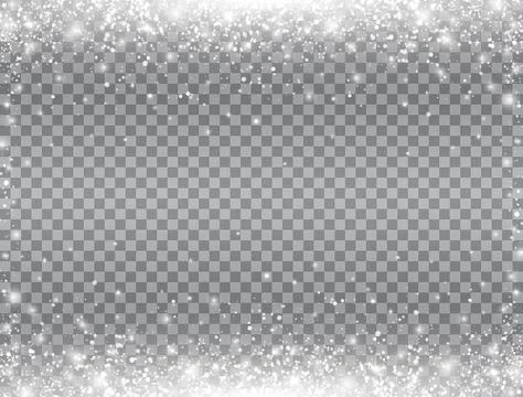 Shining snow border. Snow falling on transparent background. Merry Christmas  Stock Illustration