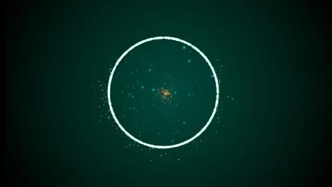 Shining sparkles creating a central circle with glittering particles inside that Stock Illustration