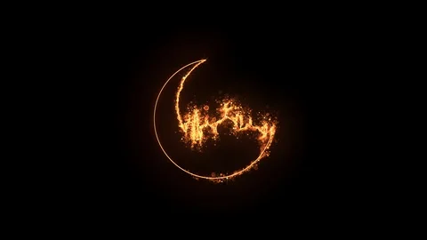 Shining sparkles creating a crescent with mosque 動画素材 106108664