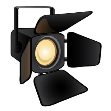 Shining stage light isolated on a white background. Studio lighting equipment Stock Illustration