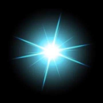 Shining star on black background, aqua color Stock Illustration