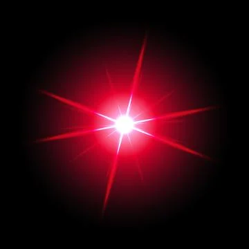 Shining star on black background, red color Stock Illustration