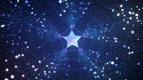 Shining Star Is Emitting Rays Of Particles And Little Stars In Black Space Stock Footage 261728262