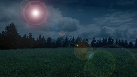 Shining star flying through the atmosphere. Comet flying across the night Video stock 124946297