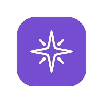 Shining star icon on purple square button, award success or quality excelle.. Ilustración de archivo